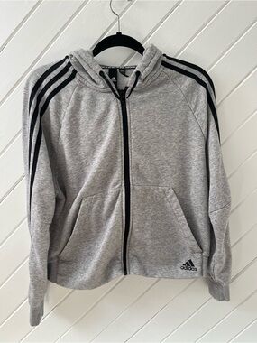 adidas Light Gray Hoodie with Black Accents